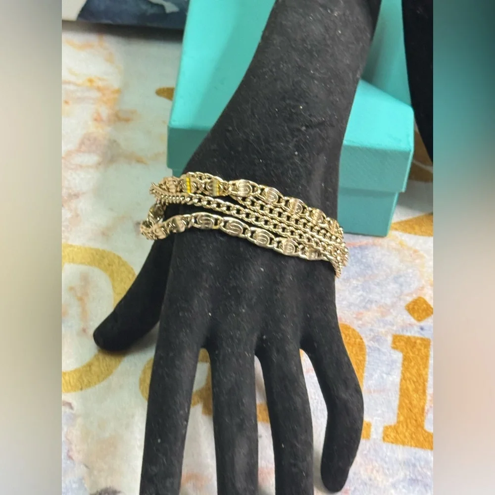 Sarah Coventry Multi-Gold Chain Necklace and Bracelet Set